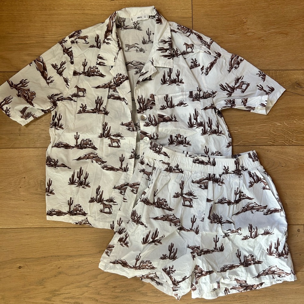 Mango Desert Print Shirt and shorts matching set